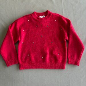 Little Girls 6 Pullover Sweater Chelsea & Violet Crimson Red Rhinestone Cozy NWT